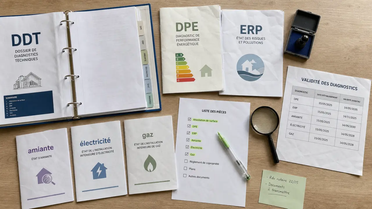 Quels diagnostics pour vendre une maison : check-list DPE et amiante en bureau