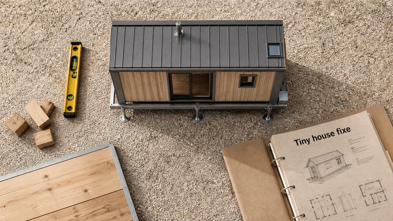 Photo tiny house fixe : stabilité sur terrain nivelé