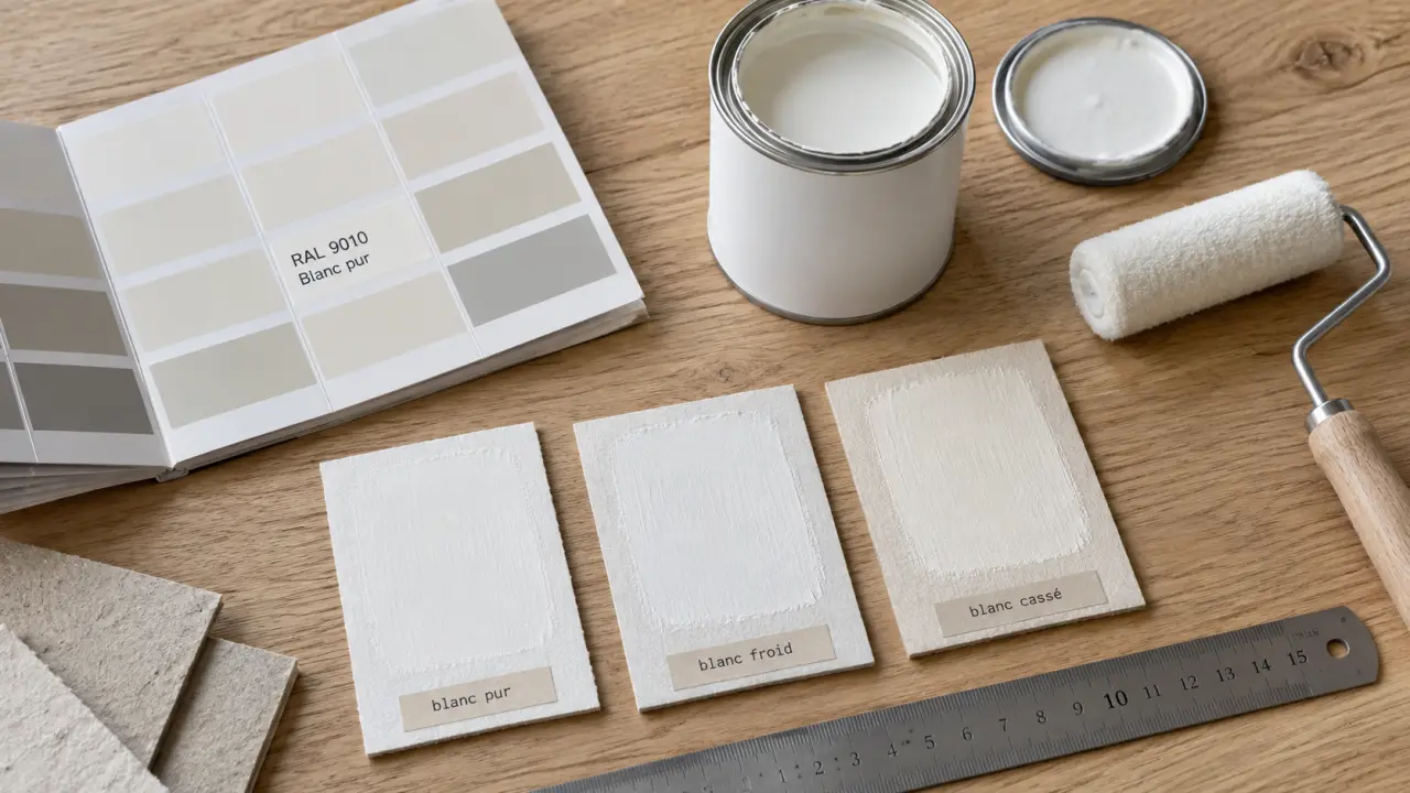 Blanc pur RAL 9010 sur nuancier, peinture blanche mate