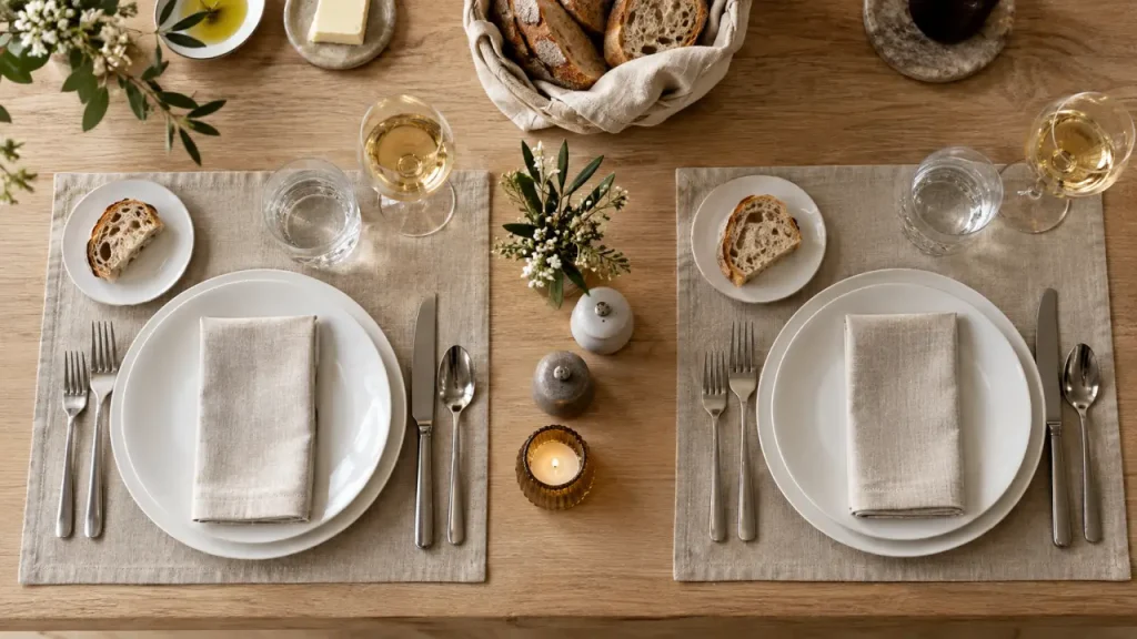Dressage des tables : les repères français pour placer assiettes, couverts et verres