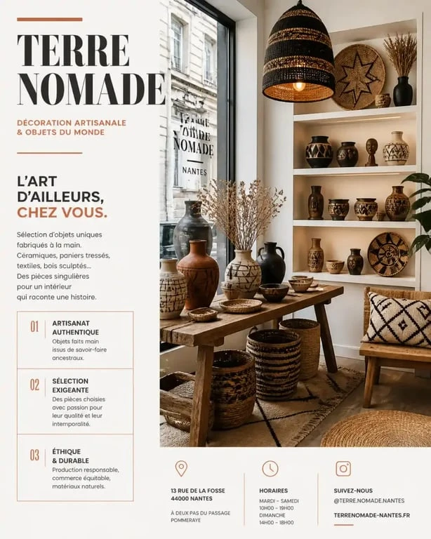 Boutique de décoration artisanale à Nantes