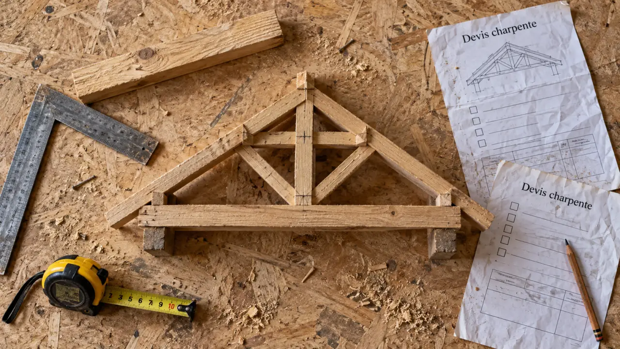 Prix charpente 70 à 210 €/m² pose incluse, devis chantier