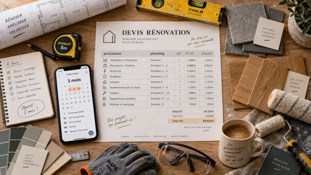 Rénovation d’un appartement à Lyon : 3 mois pour 100 m², si le chantier est bien cadré