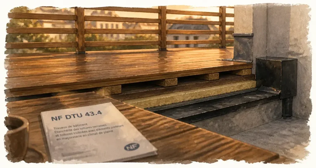 Toit-terrasse en bois : structure, réglementation et budget pour réussir votre projet