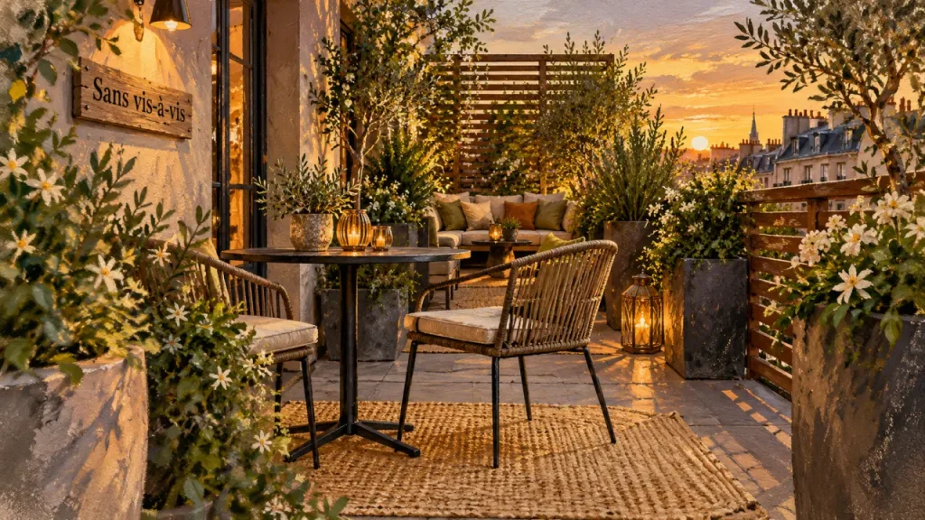 Aménager une terrasse en ville sans vis-à-vis : filtrer les regards sans perdre la lumière