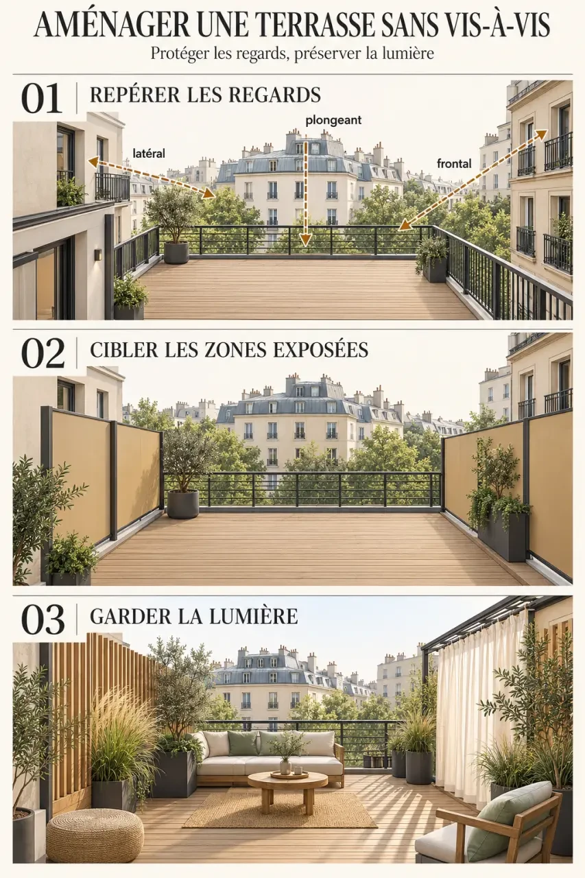 Comment aménager une terrasse en ville sans vis-à-vis selon l’angle des regards
