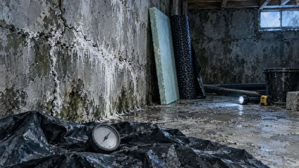 Isoler un sous-sol humide commence par traiter l’eau, pas par poser l’isolant