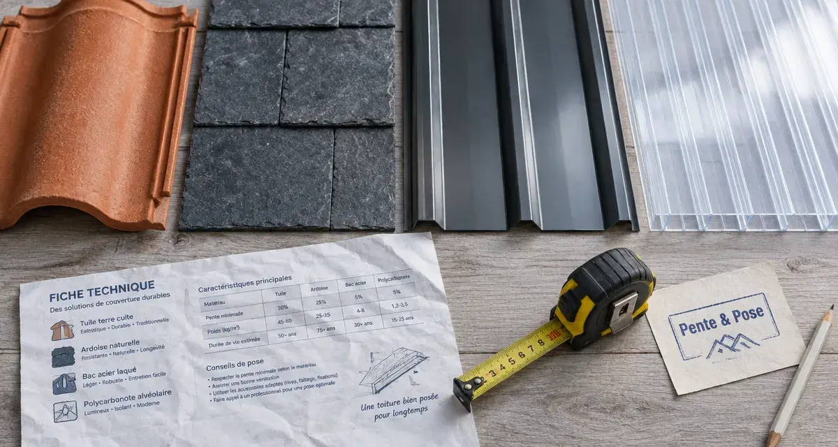Matériaux de couverture pour toiture : tuile, ardoise, bac acier, polycarbonate, pente & pose