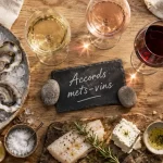 Tableau des accords mets et vins : poisson, fromage, dessert