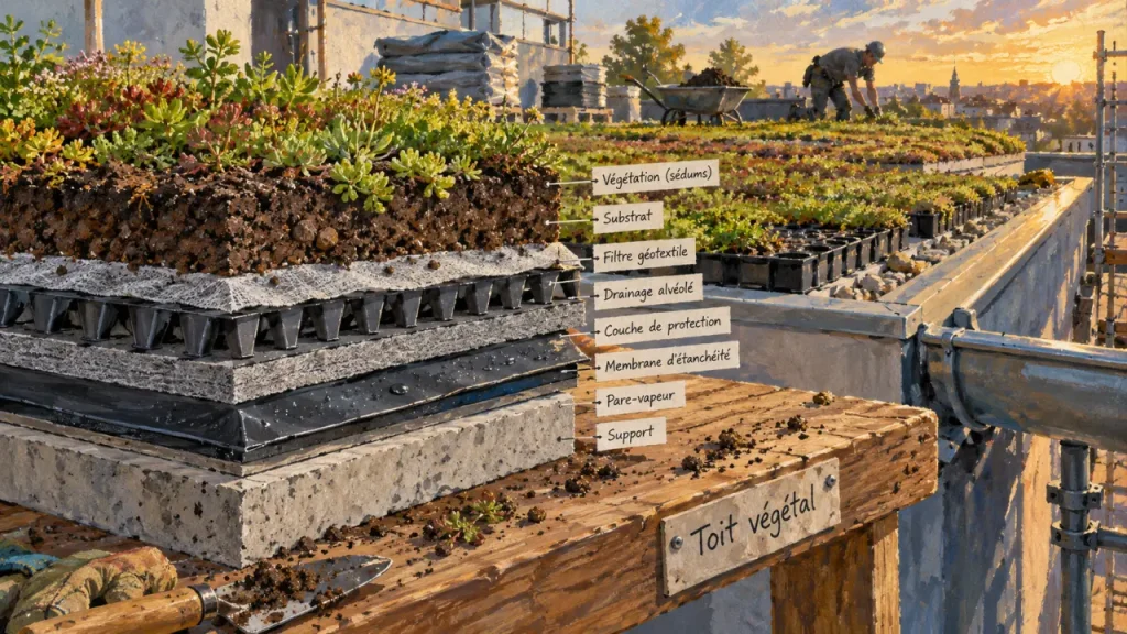 Toit végétal : jusqu’à 2 °C de fraîcheur, à condition de maîtriser le poids